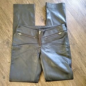 Bebe Black Soft Leather Straight Skinny Pants